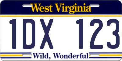 WV license plate 1DX123