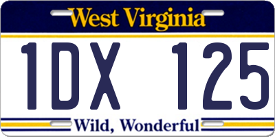 WV license plate 1DX125