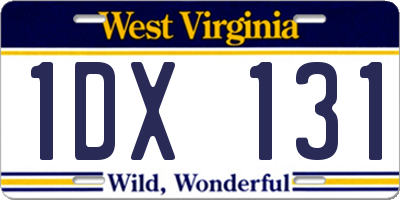 WV license plate 1DX131