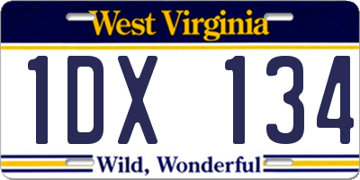 WV license plate 1DX134