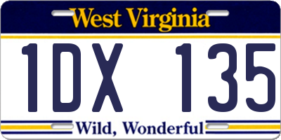 WV license plate 1DX135