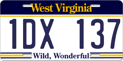 WV license plate 1DX137