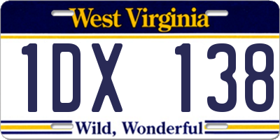 WV license plate 1DX138