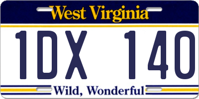 WV license plate 1DX140