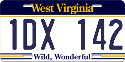 WV license plate 1DX142