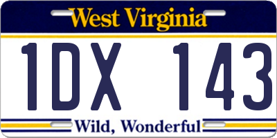 WV license plate 1DX143