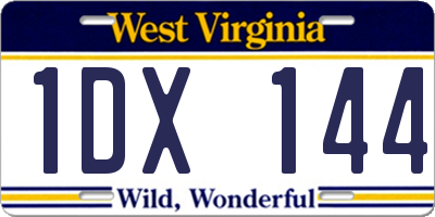 WV license plate 1DX144