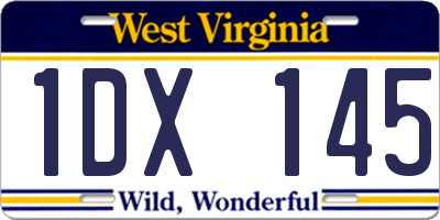 WV license plate 1DX145