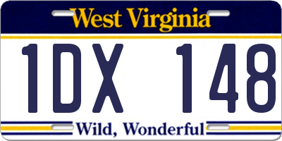 WV license plate 1DX148