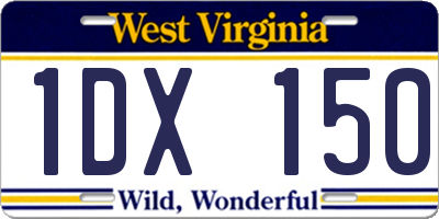 WV license plate 1DX150