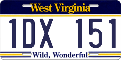 WV license plate 1DX151