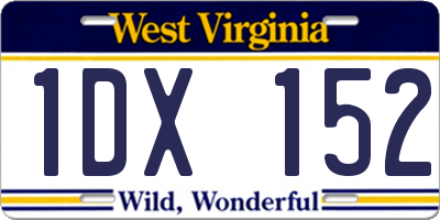 WV license plate 1DX152