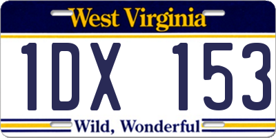 WV license plate 1DX153