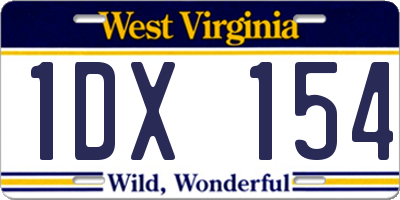 WV license plate 1DX154