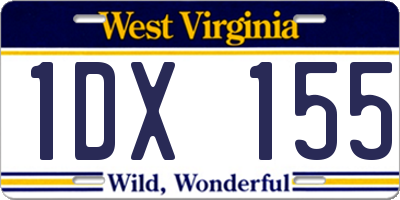 WV license plate 1DX155