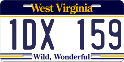 WV license plate 1DX159