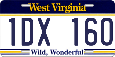 WV license plate 1DX160