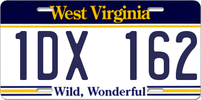 WV license plate 1DX162