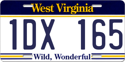 WV license plate 1DX165