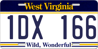 WV license plate 1DX166