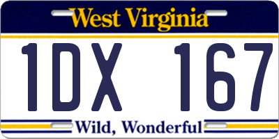 WV license plate 1DX167