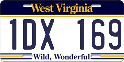WV license plate 1DX169