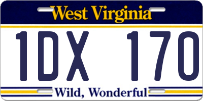 WV license plate 1DX170