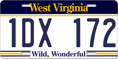 WV license plate 1DX172