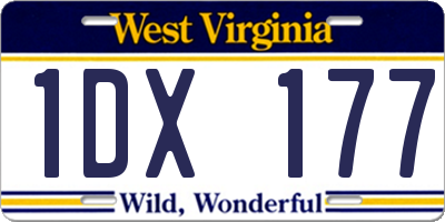 WV license plate 1DX177