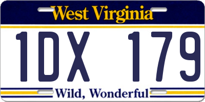 WV license plate 1DX179
