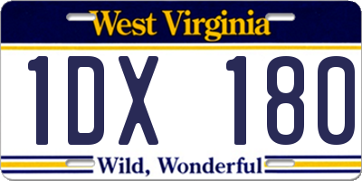WV license plate 1DX180
