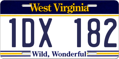 WV license plate 1DX182