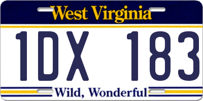 WV license plate 1DX183