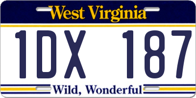 WV license plate 1DX187