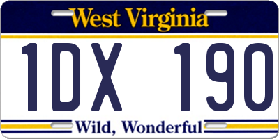 WV license plate 1DX190