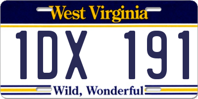 WV license plate 1DX191