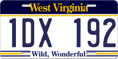 WV license plate 1DX192