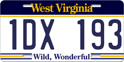 WV license plate 1DX193