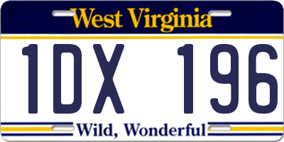 WV license plate 1DX196