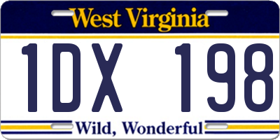 WV license plate 1DX198