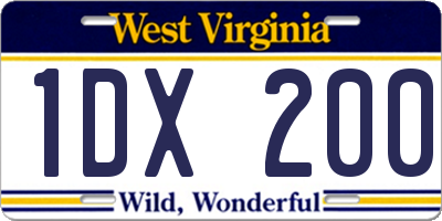 WV license plate 1DX200