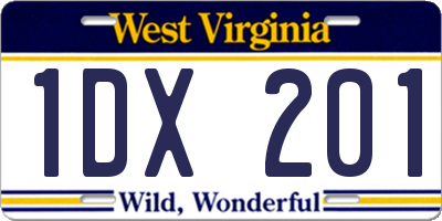 WV license plate 1DX201