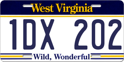 WV license plate 1DX202