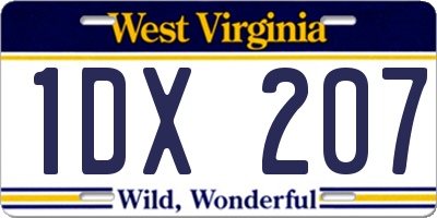 WV license plate 1DX207