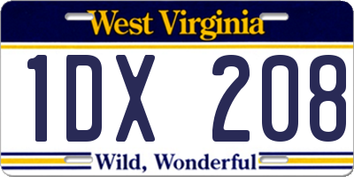 WV license plate 1DX208