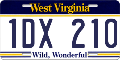 WV license plate 1DX210