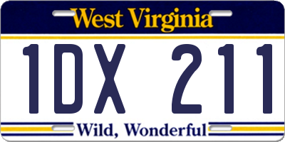 WV license plate 1DX211