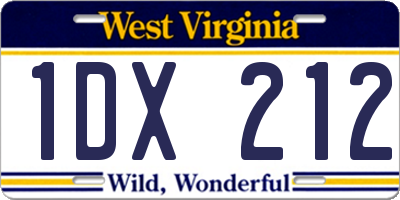 WV license plate 1DX212