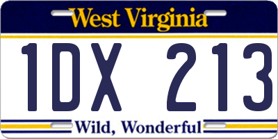 WV license plate 1DX213