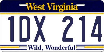 WV license plate 1DX214